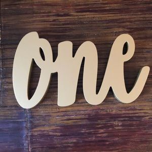 Gold wooden one sign great for a 1st bday party